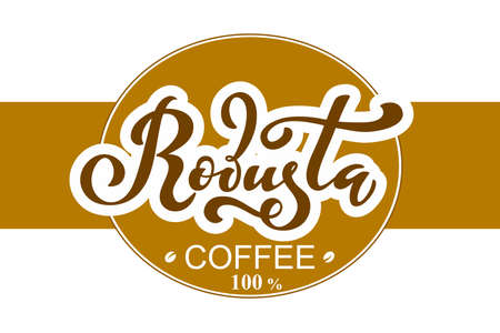 Robusta coffee illustration of handwritten lettering.のイラスト素材