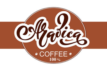 Arabica coffee illustration of handwritten lettering.のイラスト素材