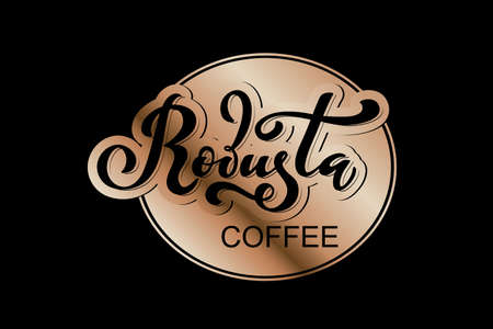 Robusta coffee illustration of handwritten lettering.のイラスト素材