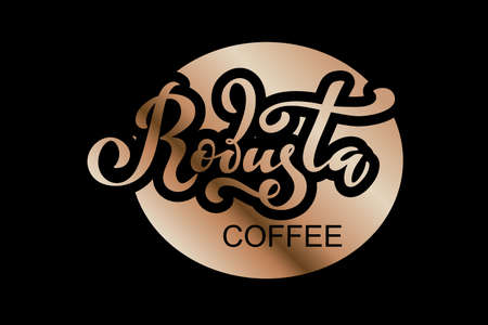 Robusta coffee illustration of handwritten lettering.のイラスト素材