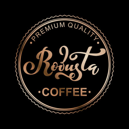 Robusta coffee illustration of handwritten lettering.のイラスト素材