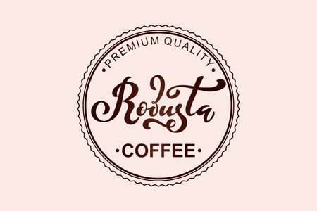 Robusta coffee logo. Vector illustration of handwritten lettering.のイラスト素材