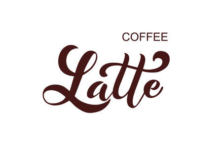 Coffee Latte. Handwritten lettering design elements. Template and concept for cafe, menu, coffee house, shop advertising, coffee shop. Vector illustration.のイラスト素材