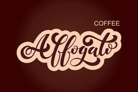 Coffee Affogato logo. Types of coffee. Handwritten lettering design elements. Template and concept for cafe, menu, coffee house, shop advertising, coffee shop. Vector illustration.のイラスト素材