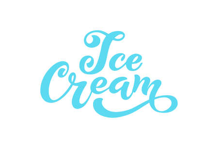 Ice Cream handwritten inscriptions. Logo for ice cream, labels, stickers and badges. Ice cream for a cafe or a pastry shop. Vector illustration.のイラスト素材