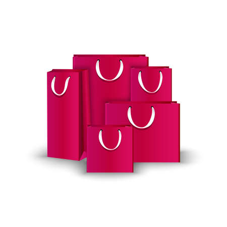 Shopping Bags paper, set. Place for logo insertion, branding, mockups Vector illustrationのイラスト素材