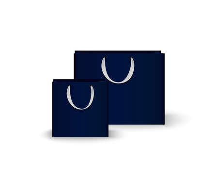 Shopping Bags paper, set. Place for logo insertion, branding, mockups Vector illustrationのイラスト素材