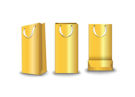 Shopping Bags paper, set. Place for logo insertion, branding, mockups Vector illustrationのイラスト素材