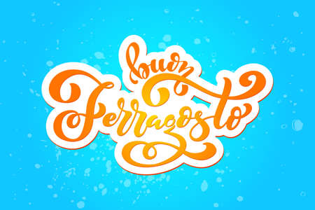 Buon ferragosto - Happy ferragosto italian summer festival. Typographic vector design for greeting card, invitation card, background, lettering composition. Handwritten modern brush lettering.のイラスト素材