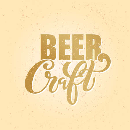 Craft beer. handwritten lettering for restaurant, cafe menu. drawing of beer mugs. Vector elements for labels,  badges, stickers or icons. Vector illustration, food design.のイラスト素材