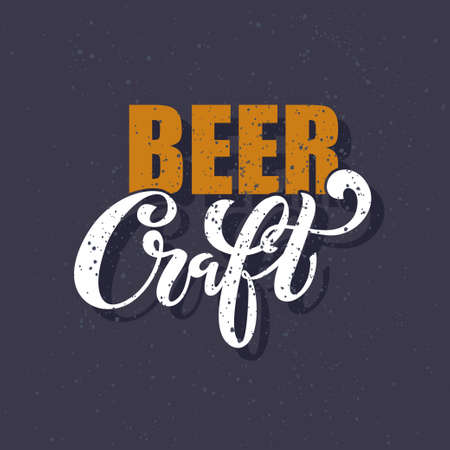 Craft beer. handwritten lettering for restaurant, cafe menu. drawing of beer mugs. Vector elements for labels, badges, stickers or icons. Vector illustration, food designのイラスト素材