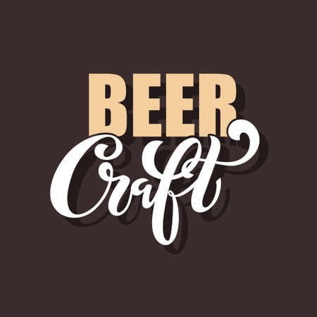 Craft beer. handwritten lettering for restaurant, cafe menu. drawing of beer mugs. Vector elements for labels, badges, stickers or icons. Vector illustration, food design.のイラスト素材