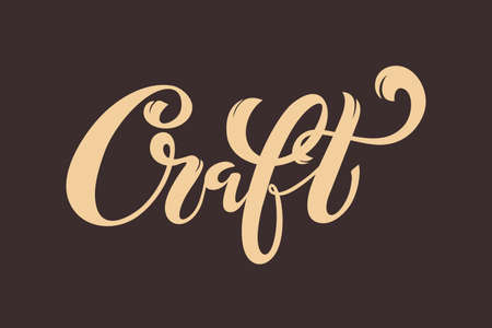 Craft. handwritten lettering for restaurant, cafe menu. drawing of beer mugs. Vector elements for labels, badges, stickers or icons. Vector illustration, food design.のイラスト素材