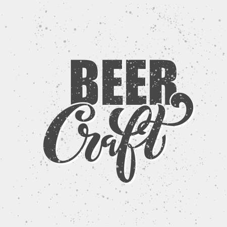 Craft beer.  handwritten lettering for restaurant, cafe menu. drawing of beer mugs. Vector elements for labels, badges, stickers or icons. Vector illustration, food design.のイラスト素材