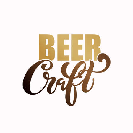 Craft beer. handwritten lettering for restaurant, cafe menu. drawing of beer mugs. Vector elements for labels, badges, stickers or icons. Vector illustration, food design.のイラスト素材