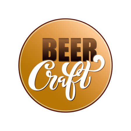 Craft beer. handwritten lettering for restaurant, cafe menu. drawing of beer mugs. Vector elements for labels, badges, stickers or icons. Vector illustration, food design.のイラスト素材