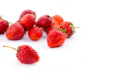fresh strawberry on white background. Food backgroundの写真素材