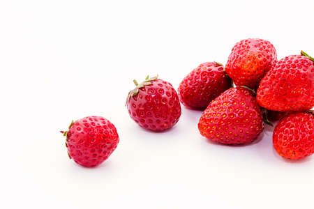fresh strawberry on white background. Food backgroundの写真素材