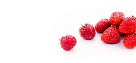 fresh strawberry on white background. Food backgroundの写真素材