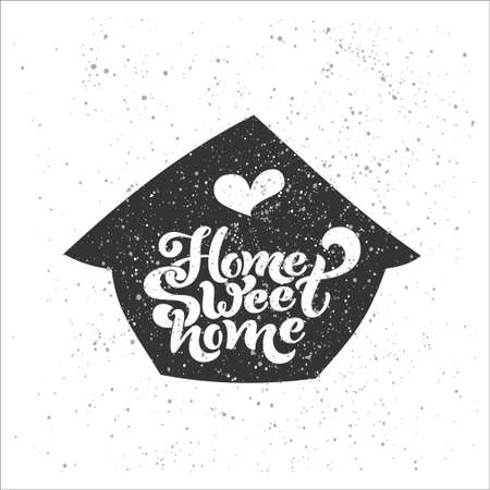 Home sweet home. Typographic vector design for greeting card, invitation card, background, lettering composition. Handwritten modern brush lettering.のイラスト素材