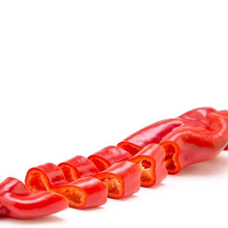 Red pepper on white background. Natural farm product. Image for cafe advertising, food.の写真素材