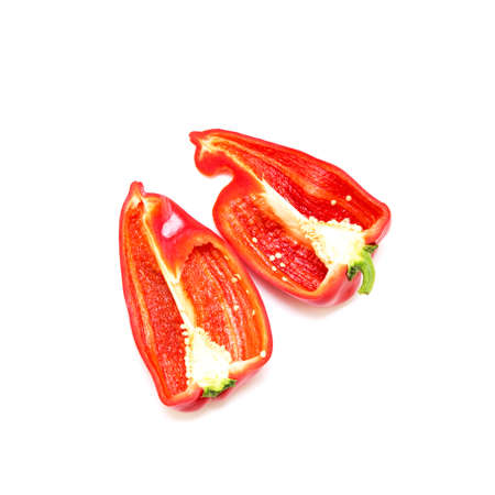 Red pepper on white background. Natural farm product. Image for cafe advertising, food.の写真素材