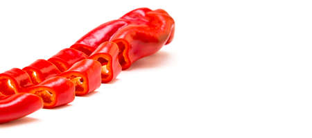 Red pepper on white background. Natural farm product. Image for cafe advertising, food.の写真素材