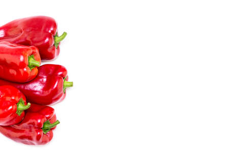 Red pepper on white background. Natural farm product. Image for cafe advertising, food.の写真素材