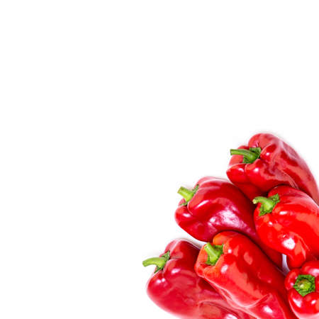 Red pepper on white background. Natural farm product. Image for cafe advertising, food.の写真素材