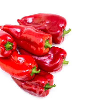 Red pepper on white background. Natural farm product. Image for cafe advertising, food.の写真素材
