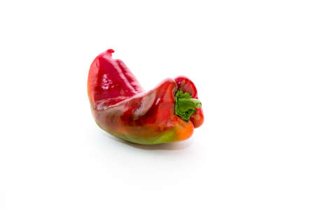 Red pepper on white background. Natural farm product. Image for cafe advertising, food.の写真素材