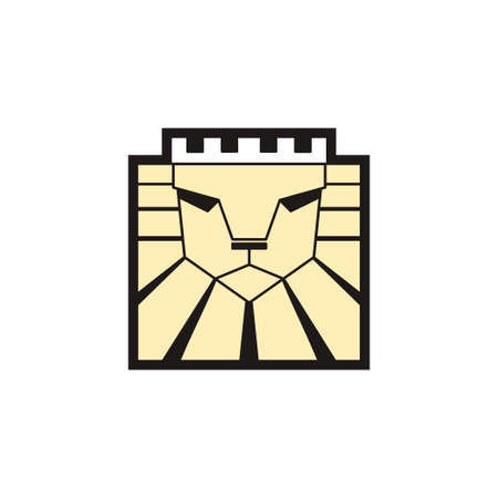 Lion logo. Lion head with crown - vector illustration, emblem design. Universal company symbol. Heraldic premium logo icon sign.のイラスト素材