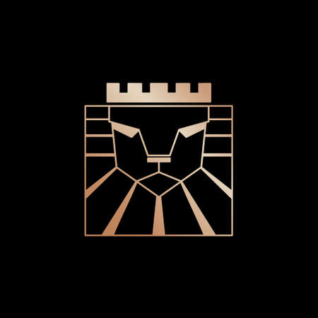 Lion logo. Lion head with crown - vector illustration, emblem design. Universal company symbol. Heraldic premium logo icon sign.のイラスト素材