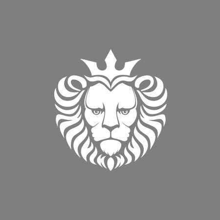 Lion logo. Lion head with crown - vector illustration, emblem design. Universal company symbol. Heraldic premium logo icon sign.のイラスト素材