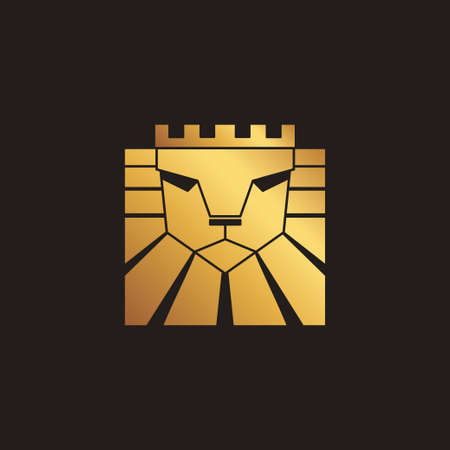 Lion logo. Lion head with crown - vector illustration, emblem design. Universal company symbol. Heraldic premium logo icon sign.のイラスト素材