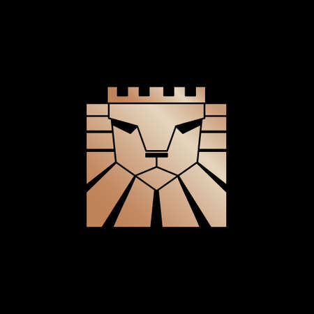 Lion logo. Lion head with crown - vector illustration, emblem design. Universal company symbol. Heraldic premium logo icon sign.のイラスト素材