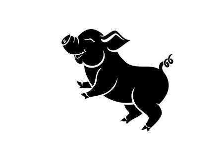 Pig is a symbol of the 2019 Chinese year. Greeting card, poster. Vector illustration.のイラスト素材