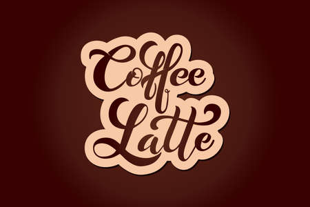 Coffee Latte. Handwritten lettering design elements. Template and concept for cafe, menu, coffee house, shop advertising, coffee shop.のイラスト素材