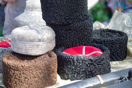 Cossack national caps. Headdress of Cossacks made of karakul fur
