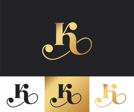 Letter K logo icon design template elements. Elegant rich logo. Personal logo. Letter logoのイラスト素材