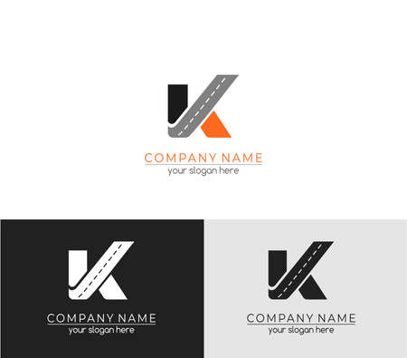 Letter K logo icon design template elements. Road, transport company. vectorのイラスト素材