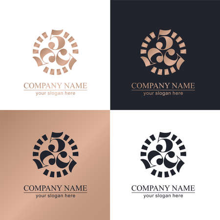 Letter 5, 555 logo icon design template elements. Elegant rich logo.のイラスト素材
