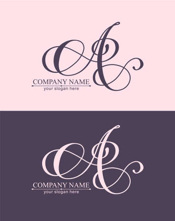 A letter monogram. Elegant luxury logo. Calligraphic style. Corporate identity and personal logo. Vector design. Luxurious linear creative monogram.のイラスト素材