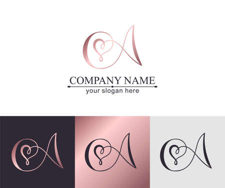 A letter monogram. Elegant luxury logo. Calligraphic style. Corporate identity and personal logo. Vector design. Luxurious linear creative monogram.のイラスト素材