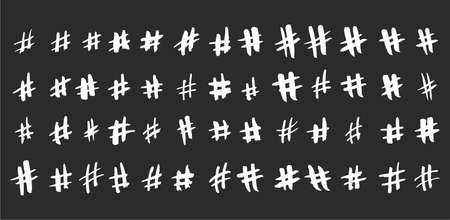 Hashtag grunge vector big set. Hand drawn icons for social networks or internet applications.のイラスト素材