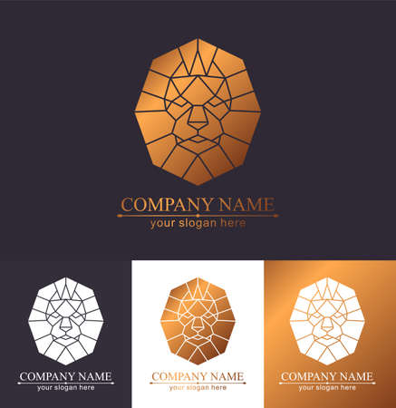 Lion logo. Lion head with crown - vector illustration, emblem design. Universal company symbol.のイラスト素材