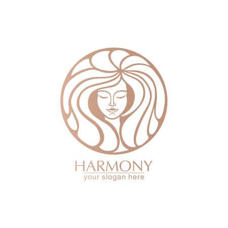 Female face  . Emblem for a beautyのイラスト素材