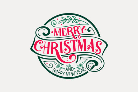 Merry Christmas and Happy New Year Vintage background with typography. Drawn by hands.のイラスト素材