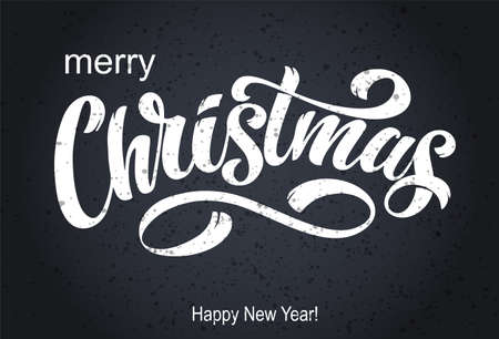 Merry Christmas and Happy New Year Vintage background with typography. Drawn by hands.のイラスト素材