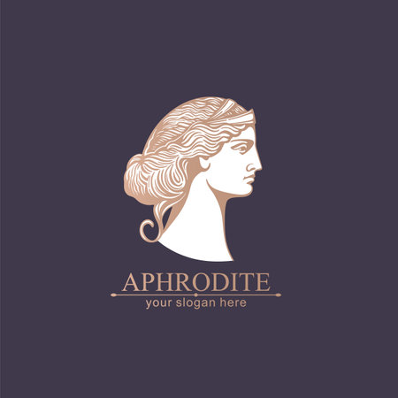 Aphrodite or Venus. woman face . Emblem for a beauty or yoga salon. vector illustrationのイラスト素材